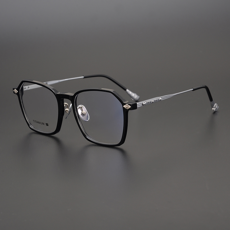 New Japan Handcrafted Box Plates Tide 100 Lapped Pure Titanium Elliptical Eyeframes Large Face Literary and Men's Myopia Tide