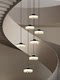 American Minimalist Staircase Chandelier, Saucer-Shaped Creative Designer Villa Living Room Duplex Loft Spiral Staircase Light
