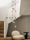 Meteor Shower Crystal Staircase Chandelier, Light Luxury Stainless Steel Villa Rotating Open-Air Duplex Staircase Living Room Long-Line Lamp