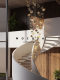 Italian Living Room Large Chandelier Duplex Loft Glass Cube Ice Cube Open Space Stainless Steel Spiral Staircase Chandelier