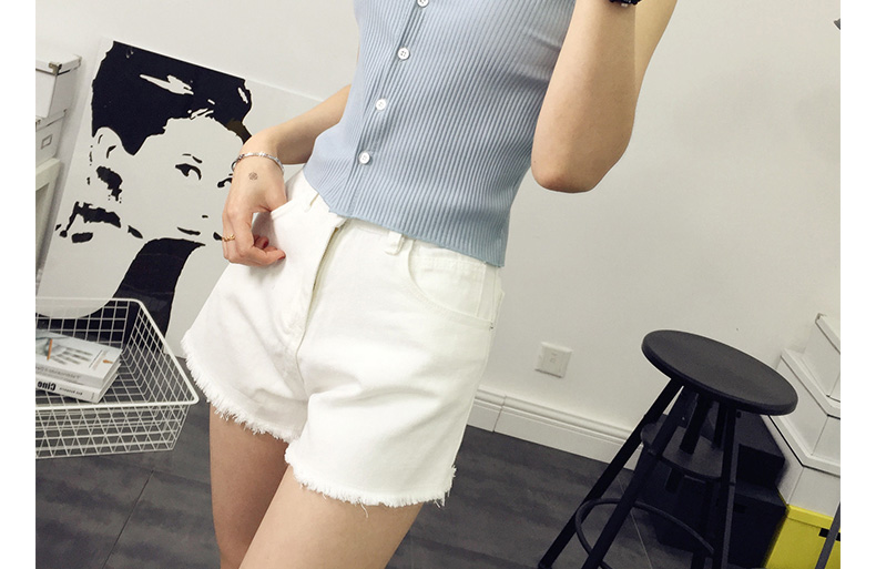 Mùa hè mới Hàn Quốc sexy ngắn của phụ nữ áo sơ mi Slim dệt kim nhỏ màu trắng áo yếm trong cơ sở nữ áo ống