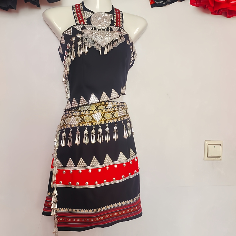 Wa Ethnic Clothing 2-Piece Set, Daily Wear, Ethnic Festival Activity Clothing, Ethnic Dance Stage Costumes