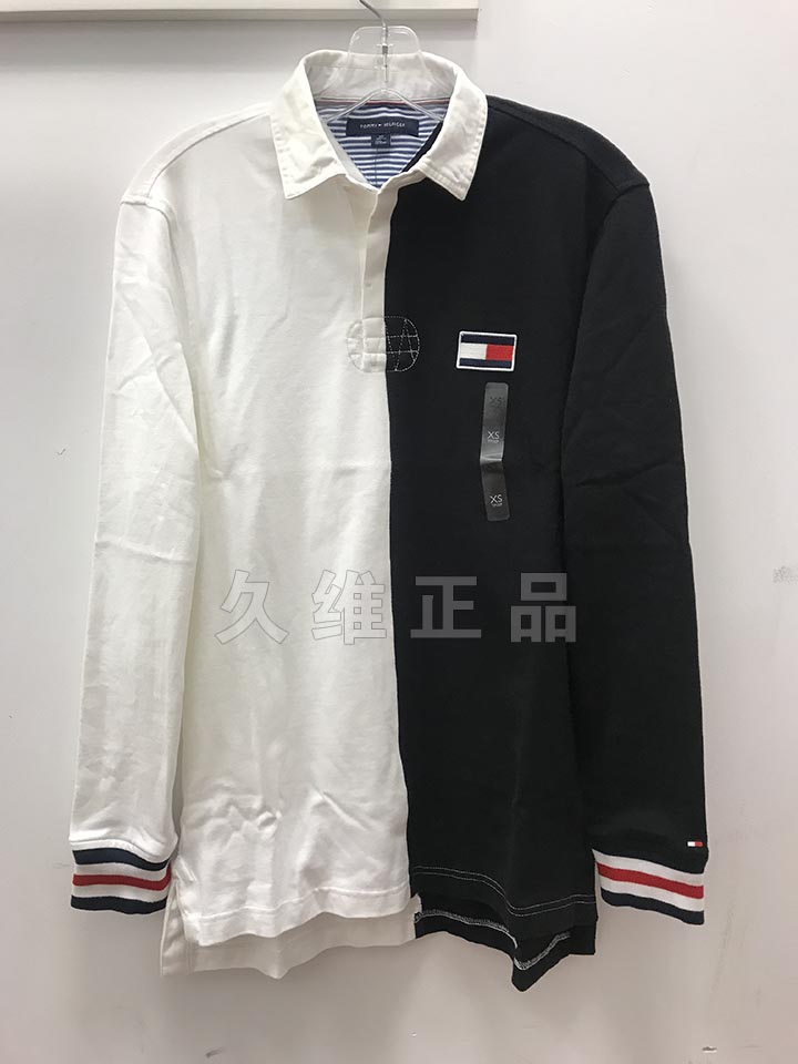 Jiuwei đích thực mua toàn cầu Tommy Hilfiger phiên bản kỷ niệm màu sắc phù hợp với áo polo dày tay dài áo có cổ