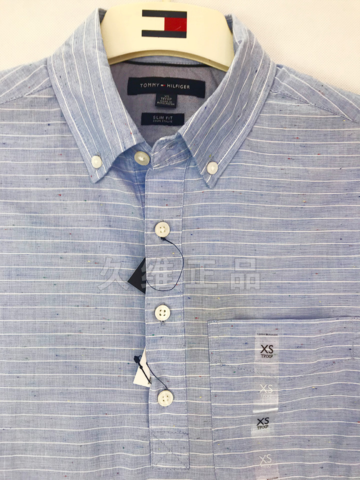 Jiuwei xác thực toàn cầu mua Tommy Hilfiger mùa hè mới phiên bản mỏng của bông thoải mái áo sơ mi ngắn tay