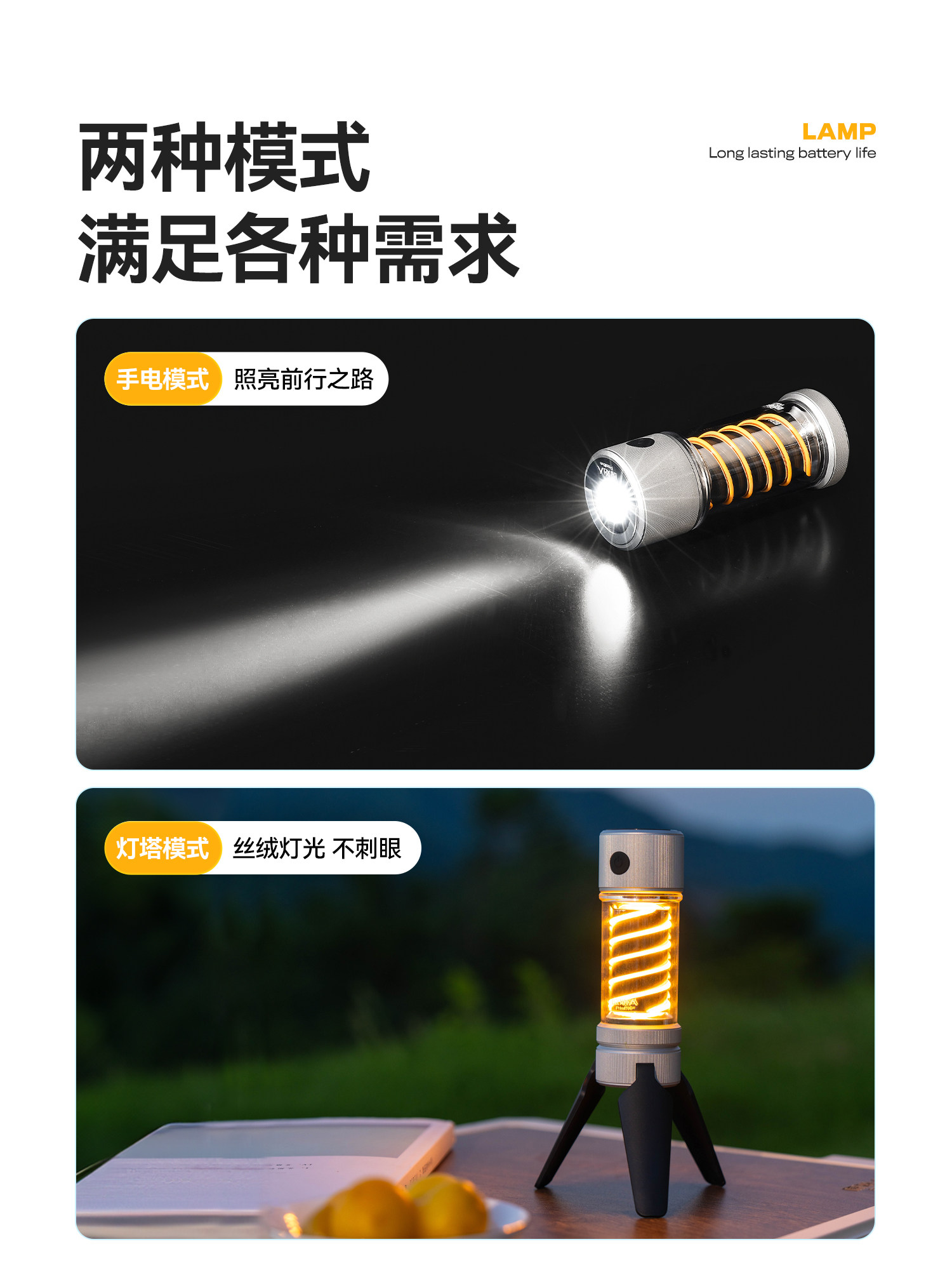 Primitive Xiguang Camping Light, Ultra-Long Battery Life Flashlight, Camping Tent Rechargeable Portable Lighting, Ambient Outdoor Light