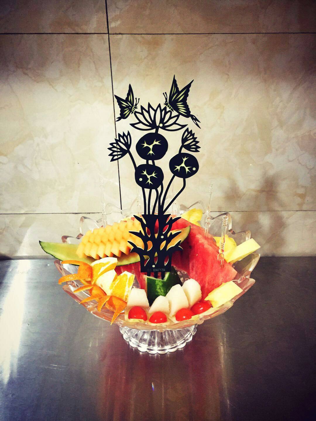 Fruit plate decorative flower bar ktv fruit plate decorative flower simulation watermelon peel carving watermelon peel carving template