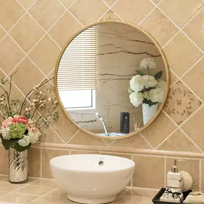 European wrought iron wall-mounted bathroom mirror round mirror cosmetic mirror round bathroom mirror wall-mounted dressing room mirror