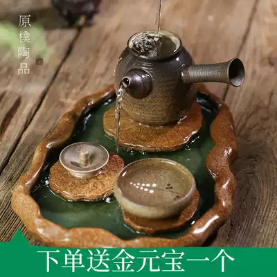 Kiln change imitation wood-fired coarse pottery pot supporting cup mat tea art tea props savings water dry bubble table tea tray Tea Sea