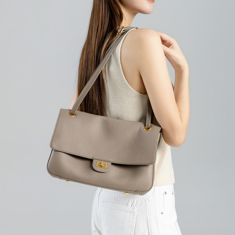 Genuine Leather Underarm Bag for Women 2026 New Style High-End Large-Capacity Commuter Shoulder Bag Retro Lock Crossbody Messenger Bag