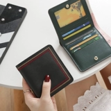 Бумажник, короткая сумка через плечо, свежий складной маленький ультратонкий модный картхолдер, из натуральной кожи, коллекция 2021, в корейском стиле