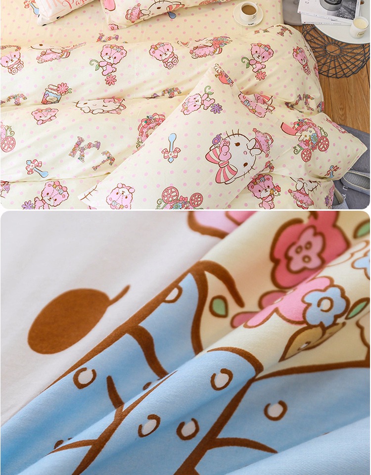 Cotton Hồng MyMelody Phim Hoạt Hình Melody Cotton Khăn Trải Giường Trẻ Em Ba-Bốn Bộ Cô Gái 1.5 m Meter