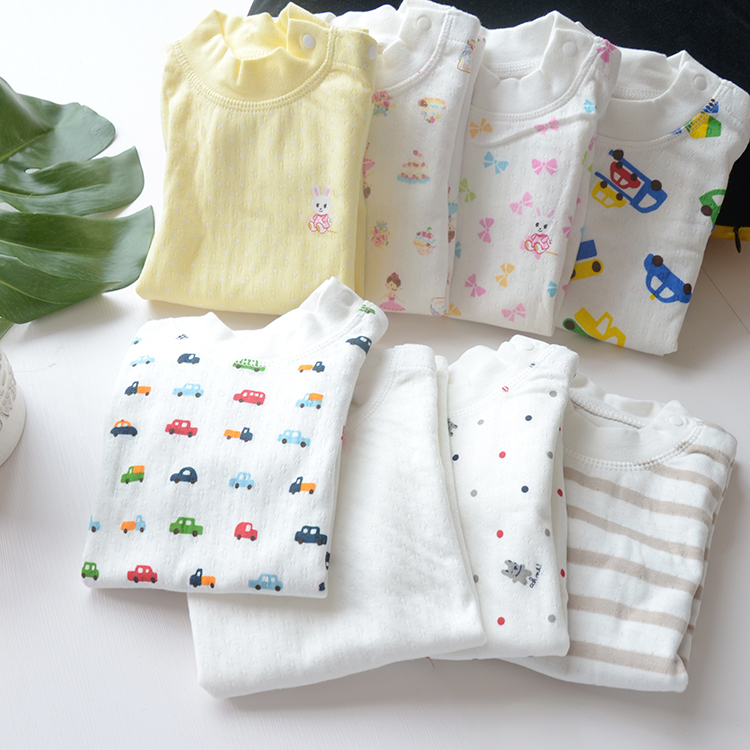 Boys and girls breathable jacquard cotton middle collar underwear set children's autumn and winter cotton sweater home pajamas big children