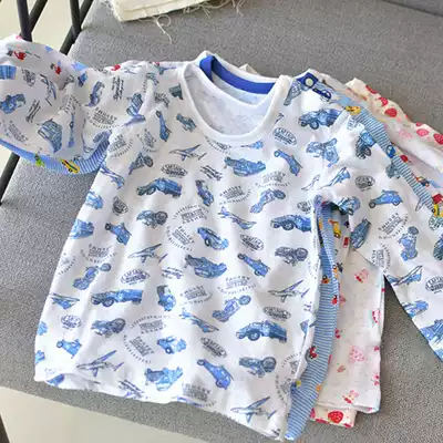 Children's summer thin ultra-thin cotton long-sleeved pajamas baby boys and girls long-sleeved air-conditioned home Clothing tops