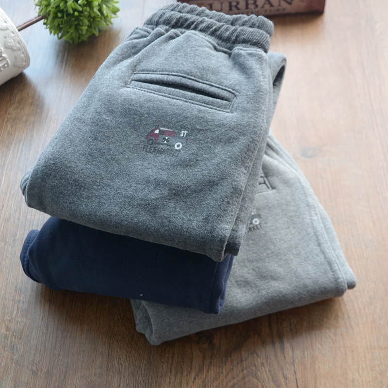 CUHK boy boy autumn winter thin suede warm and casual finish foot 100 lap sports pants children pure cotton ravelvet long pants