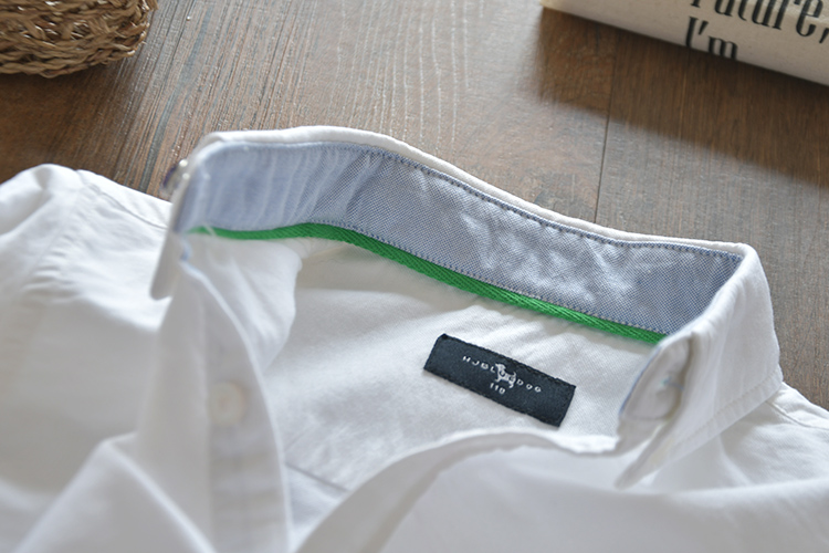 Big boy boy oxford cotton nguyên chất áo trắng trẻ em đơn giản mùa xuân và mùa thu áo sơ mi dài tay ao so mi tre em dep