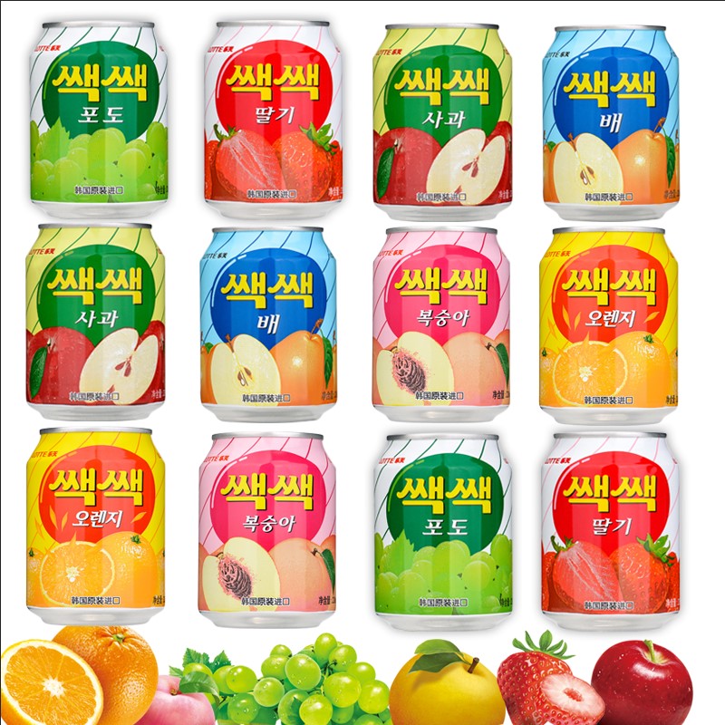 Lotte Korea imported apple strawberry grape juice drink mango orange juice net red drink whole box batch special price