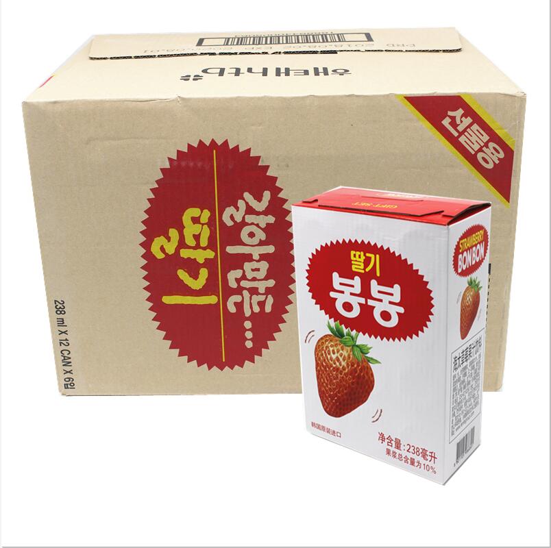 The whole box of Korean imported net red beverage container of sea strawberry juice beverage 238mlX72 cans