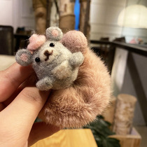 Old husbands girl heart Ah bought all handmade wool felt bear Mouse plush Hairband hair rope