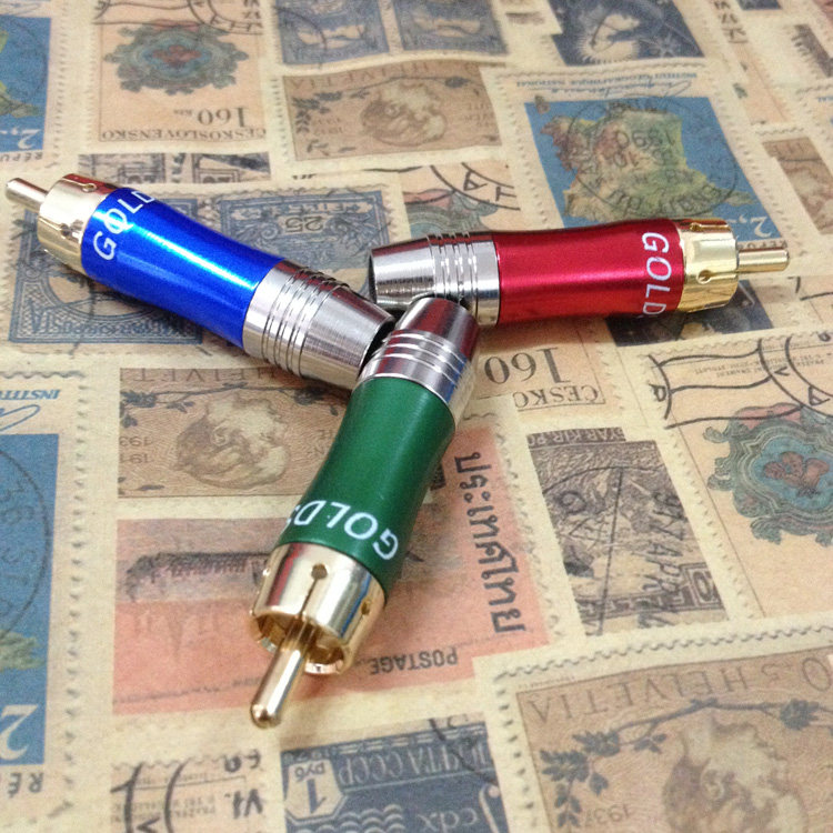 Snake Wang pure copper gold - plated RCA plug Lotus plug Lotus head color - poor lotus head color - poor lotus promotion