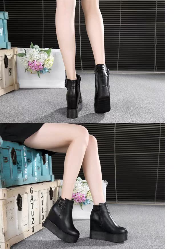 Phiên bản mới của Hàn Quốc của Martin ủng siêu cao gót nêm cao gót đơn cho trẻ em mùa xuân và mùa thu 2017 giày boot nữ hàng hiệu