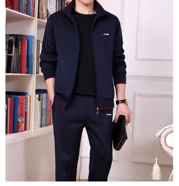 Mùa xuân 2019 bộ đồ thể thao Li Ning nam xuân hè thu đông trung niên bố mặc đồ thể thao giản dị ba mảnh - Thể thao sau bộ thể thao puma