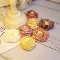 3 8 yuan two rose fabric satin three-dimensional flower clothes decorations handmade diy white headwear hair accessories