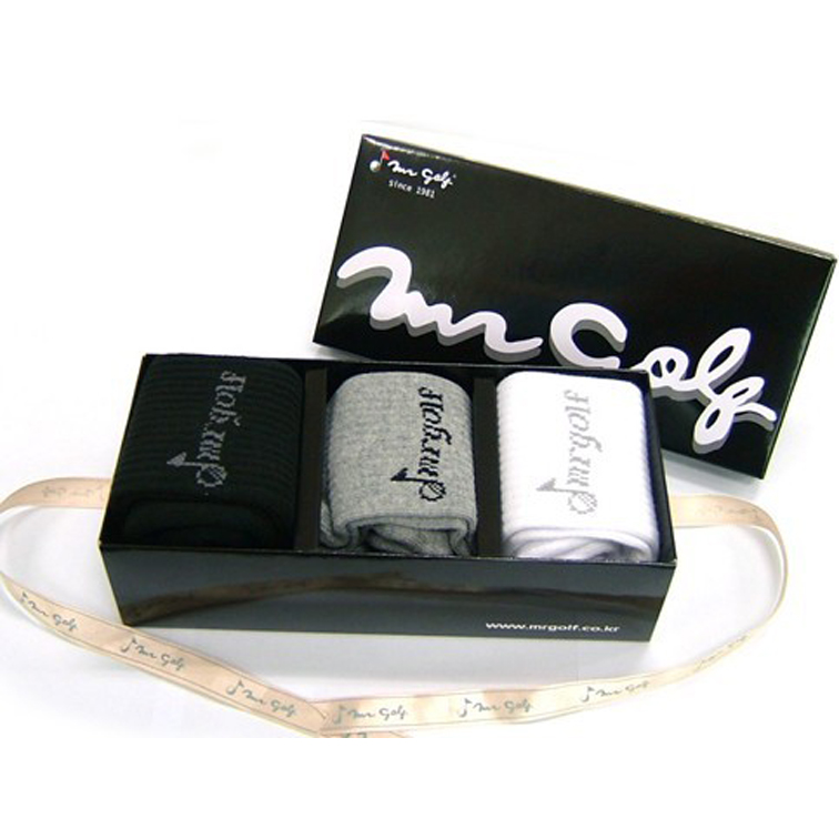 Korea imports Mrgolf's combed cotton golf socks in the socks and warm socks for men and women's gift box 3 pairs