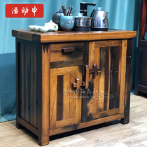 Old boat wood tea water cabinet Lower water bucket solid wood tea water table burning water jug integrated new Chinese style tea cabinet tea table side cabinet