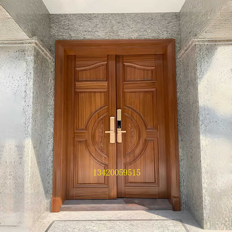 New Chinese-Style Solid Wood Double-Door Entrance Gate, Solid Wood Villa Door, Courtyard Door, European-Style Yard Entrance Gate