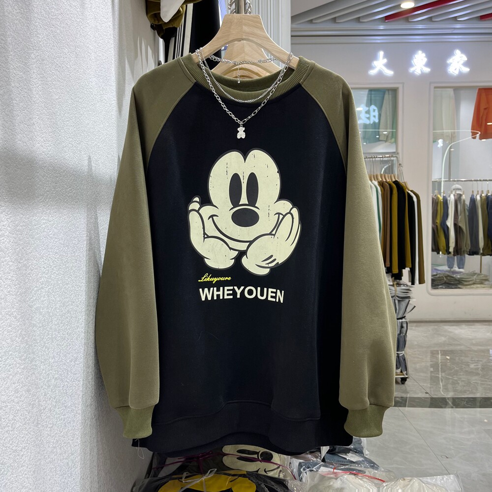 oversize Korean version Mickey printing necropolis women 2022 fall new big version of the thin BF ocean jacket head blouse 