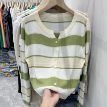 Eurostock Hit color striped knit cardiovert woman long sleeve thread undershirt sweaters sign up for a foreign air thin jacket tide