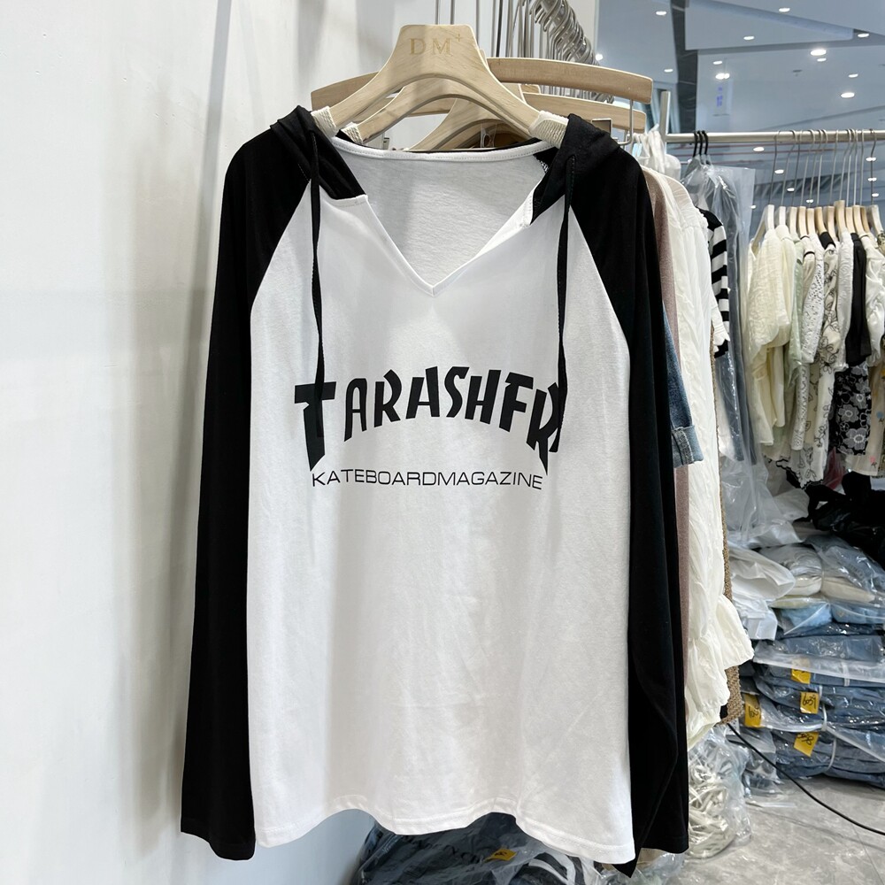 Han Han T-shirt color color color letters early autumn sleeve loose and shoulder sleeve jacket