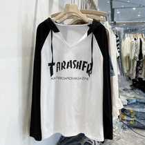 Han Han T-shirt color color color letters early autumn sleeve loose and shoulder sleeve jacket