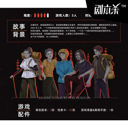 Скрипт [Star Detectective-Shi Geng Village] 5 человек, легенда горной деревни Бенге, рассуждающий микроэтеррористскую коробку Уважения убийства