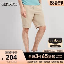 G2000 mens age reduction trend simple loose thin tooling new soft cotton and linen five-point casual shorts men
