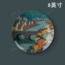 8 Inch Henresetina Oil Painting Ceramic Plate Living Room Restaurant Hotel Adornment Hanging Disc Wall Decoration Pendulum