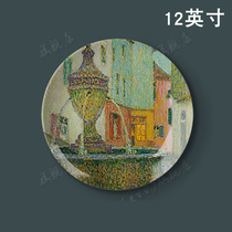 12 Inch Henresetina Oil Painting Ceramic Plate Living Room Restaurant Hotel Adornment Hanging Disc Wall Decoration Pendulum
