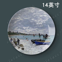 14-inch Monet oil painting porcelain plate hanging plate Decorative plate Wall sitting plate setting plate Ceramic plate creative home craft plate