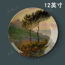 12-inch Monet oil painting porcelain plate hanging plate Decorative plate Wall sitting plate setting plate Ceramic plate creative home craft plate