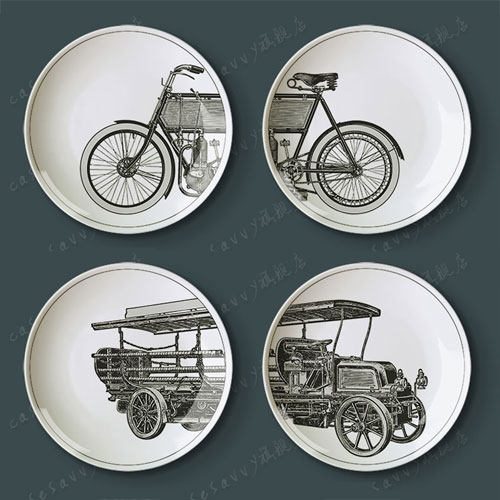 8-inch retro vintage car ceramic plate decorative plate American hanging plate decorative porcelain plate wall painting plate art plate sitting plate