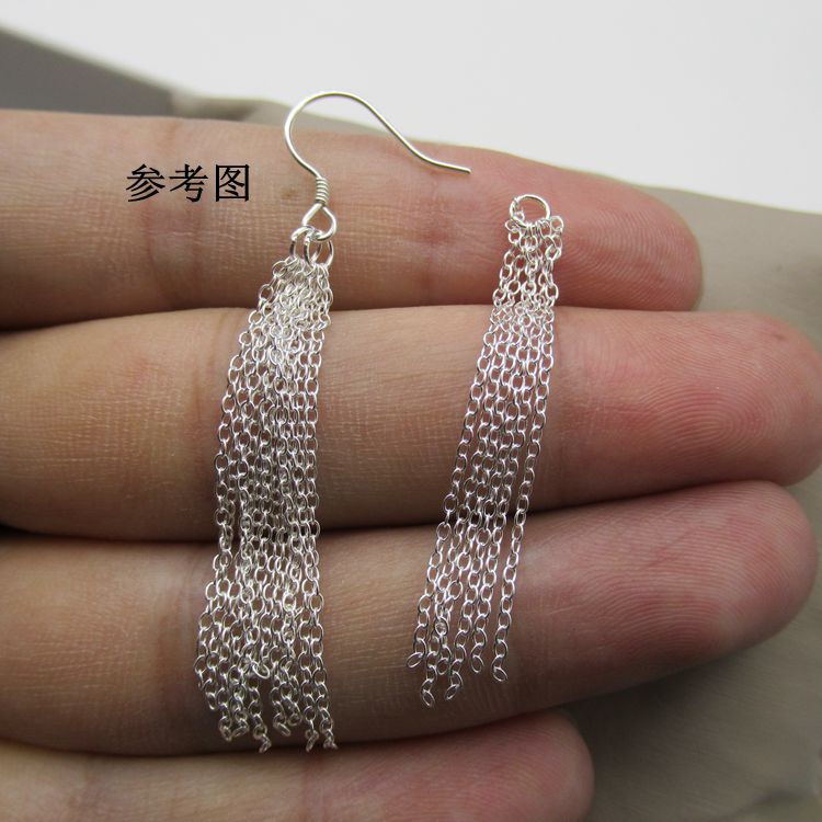 S925 Pure Silver Korea Temperament Pearl Streaming Su Long Version Earrings Ear Needle Girl Ear Necklace Personality Ear Pendant Accessories