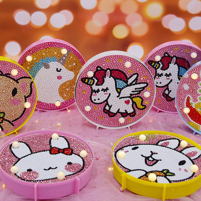 Children's duozodiac diamond painting with lamp Puzzle Handcrafted DIY Small Night Light Dot Drilling with Dot Painting-Making Materials-Taobao