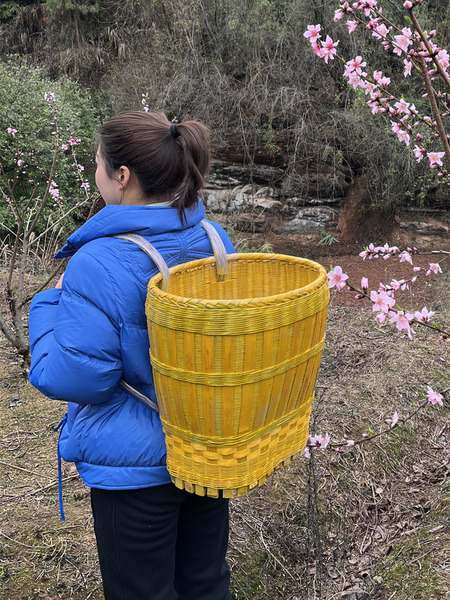 Large Bamboo Basket for Home Use, Back-Style Bamboo Basket for Picking and Shopping, Storage Basket, Adult Bamboo Basket for Picking Mushrooms