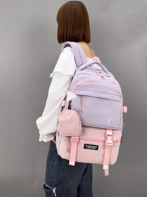 Schoolbags for Female Junior High School Students, College Students, Large-Capacity Middle School Students, High School Students, Waterproof Leisure Travel Backpacks, Dongrun