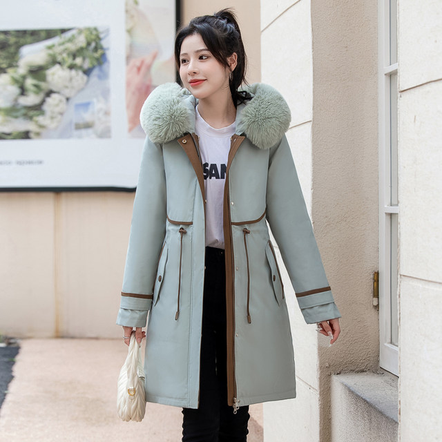 Removable inner liner cotton coat for women's mid-length loose and thick