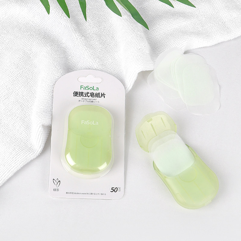 50 pieces of portable soap paper student travel disposable outdoor soap paper mini hand washing soap tablets
