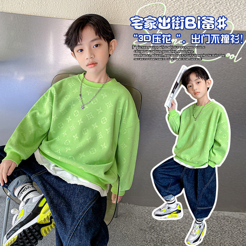 Boy necropolis for spring clothing 2022 new CUHK boy boy foreign handsome Korean version blouse Children's spring fried street children's clothing