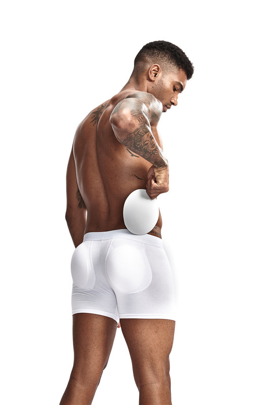 Jockmail Men's Butt-Enhancing and Hip-Lifting Underwear, Men's Boxer Briefs, Anti-Chafing Leg Protection, Removable Cup Butt Pads, Fake Buttocks