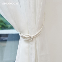 Button INS style curtain buckle storage tether strap rope gray cotton natural color decoration accessories only