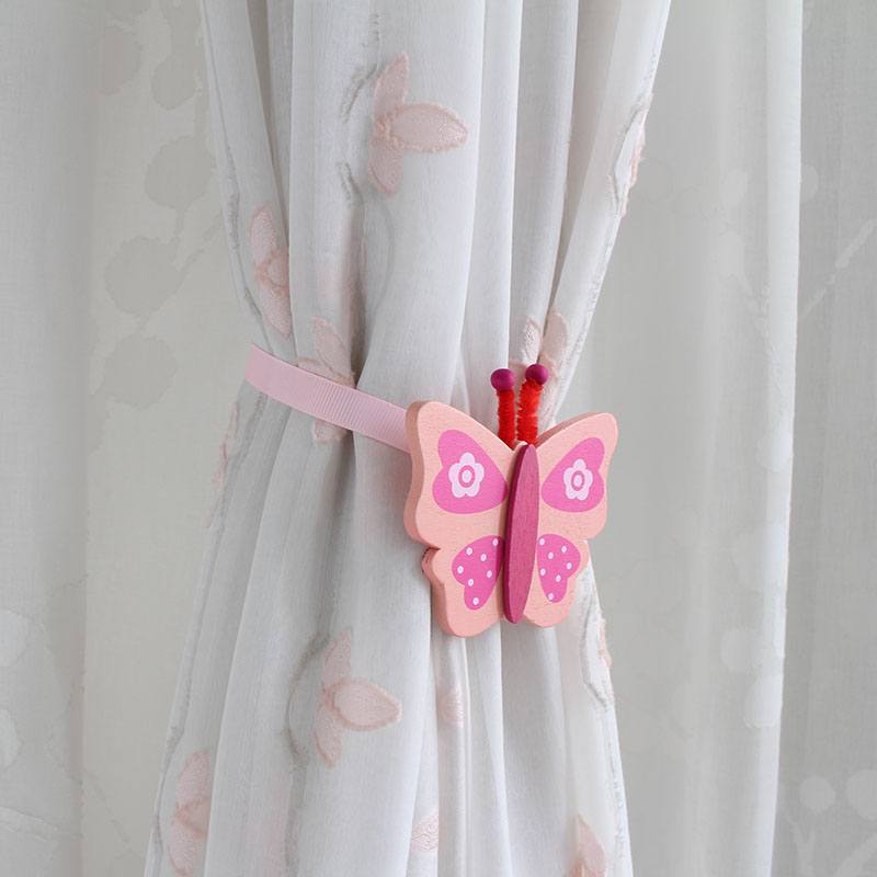 Cartoon Butterfly Children's Curtain Screen Strap Free Punch Absorbent Stone Tie Rope Pink Decoration One Pack